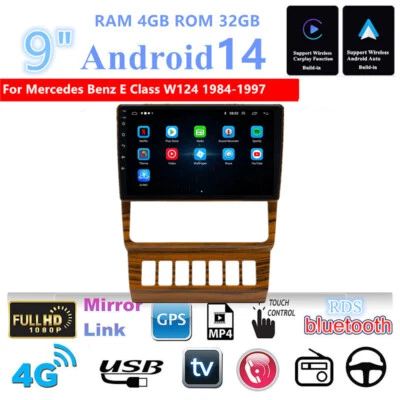 9'' Stereo Radio GPS Navi 4+32G For Mercedes Benz E Class W124 1984-1997 Carplay - Image 1 of 4