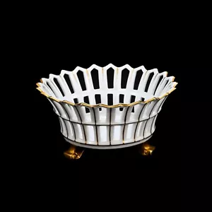 White Gold Andrea by Sadek Porcelain Reticulated Footed Bowl - Picture 1 of 1