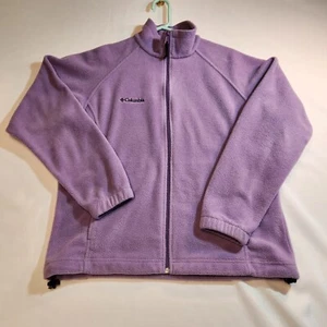 Columbia Sportswear Fleece Jacket Coat Women's Size Large Purple Full Zip Logo - Picture 1 of 23
