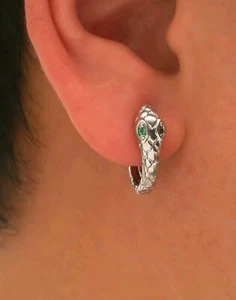 Harry Potter Fan ⚡1 Paar Ohrringe Silber/Grün Schlange Slytherin Style NEU - Bild 1 von 3