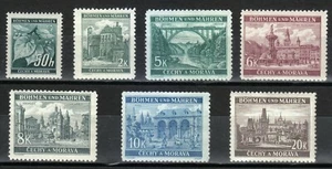 Böhmen & Mähren 1940 postfrisch Mi 55-61 Architektur. Kathedralen. Schlösser ** - Bild 1 von 2