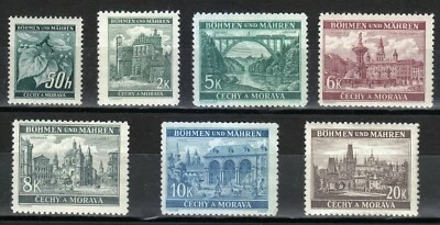 Bohemia & Moravia 1940 MNH Mi 55-61 Architecture. Cathedrals. Castles ** - Image 1 of 2