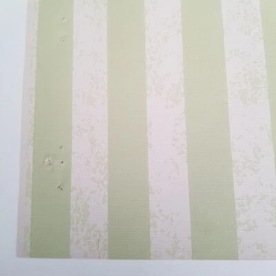 Vintage Wallpaper Sample Sheet Green White Stripes Crafting Paper Ephemera Boho - Image 1 of 4
