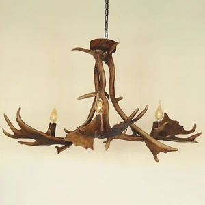 Real, Classic Antler Chandelier for  3 Lights with Antler Sockets - Picture 1 of 6