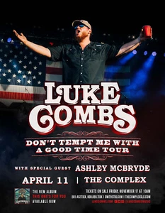 Póster de concierto de Salt Lake 2018 ""Don't Temppt Me With a Good Time Tour"" LUKE Combs ""No me tientas con un buen tiempo - Imagen 1 de 1