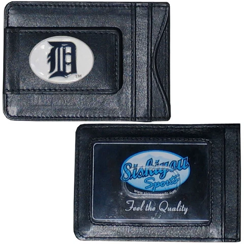 Detroit Tigers MLB Baseball Team Leather Card Holder Money Clip Wallet Cover