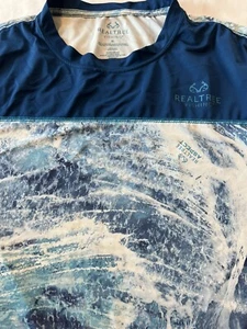 Realtree Mens Blue Wave Crest Short Sleeve Performance Fishing Shirt Sz XL - Picture 1 of 5