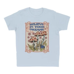Girls Youth Believe In Your Dreams Mushroom Graphic T-Shirt - Picture 1 of 1
