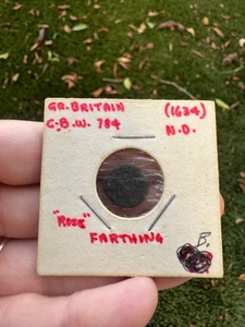 Farthing "ROSE" - Gran Bretaña 1634 D.C. Coin Estate Leer - Imagen 1 de 4