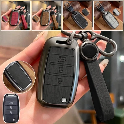 For Kia Sorento Ceed Sportage K3 Niro Zinc Alloy Leather Car Key Fob Case Cover - Image 1 of 4
