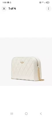Bolso Bandolera Kate Spade Mini Cámara Cuero Acolchado Suave Carey KG425 Merengue Foto 1 de 4