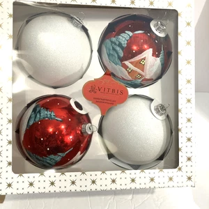 Großer Vitbis handbemalter Glas Weihnachtsschmuck neu verpackt 4er Set handgefertigt - Bild 1 von 5