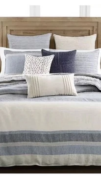Funda nórdica a rayas de lino Hotel Collection F/Queen + (1) farsa estándar_ exhibición Foto 1 de 4