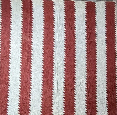 Antique Tree Everlasting Patchwork Quilt C L 1800s Turkey Red White Handmade - Image 1 of 4