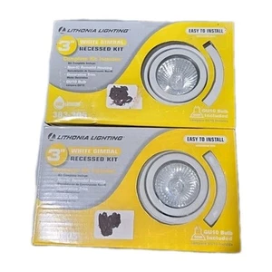 LITHONIA 383-305 WHITE RECESSED GIMBAL LIGHT KIT 2 Lights NEW IN BOX - Picture 1 of 2