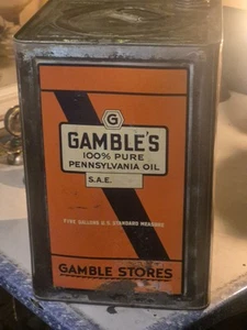 Vintage Gambles Pennsylvania Öl 5 Gallonen Öl Dose schön - Bild 1 von 15