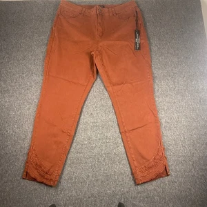 Charlie B Womens Pant Frayed Hem Crop Size 18 Rust Brown Colored Denim Jeans New - Picture 1 of 11