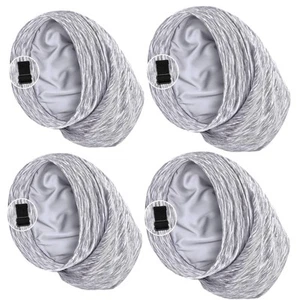 4 Pack Satin Lined Sleep Cap Bonnet for Curly Hair and Braids Stay On All Night - Picture 1 of 4