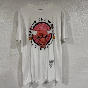 Chicago Bulls Lottery Promo Double Sided World By The Horns Shirt Mens L - Picture 1 of 10