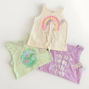 Garanimals Tank Tops Purple Tropical Unicorn Green Mermaid Lot of 3 Girls 8 NEW - Picture 1 of 16
