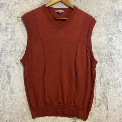 Chaleco Suéter Johnston & Murphy Para Hombres Talla XXL Rojo Lana Merino Golf Preppy Clásico Foto 1 de 4