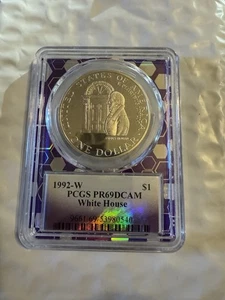 1992-W White House Commem $ PR69 DCAM PCGS Traderbea Exc Purple Core-90% Silver - Picture 1 of 2