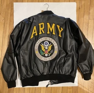 Micheal Hoban US Army Giacca di Pelle Uomo 2 XL 2xl Nero Bomber Zip Up - Foto 1 di 8