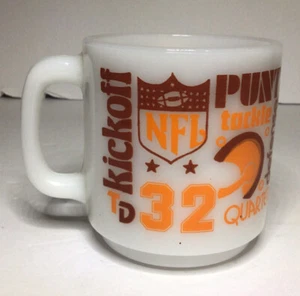 Taza de fútbol americano Glasbake NFL taza aparejo de despeje blanco marrón naranja 9 OZ vaso de leche de colección - Imagen 1 de 12