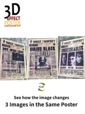 Harry Potter-Daily Prophet-3D Lenticular Flip Effect- 3 Images Changes,3 In One - Image 1 of 4
