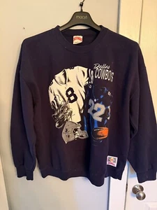 Sudadera De Colección Años 90 Dallas Cowboys Smith/aikman Nutmeg Mills Cuello Redondo Talla XL - Imagen 1 de 8