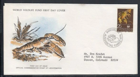 LIECHTENSTEIN River Crayfish FIRST DAY COVER - Image 1 of 1