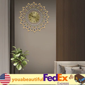 Reloj de Pared 3D Grande Pavo Real de Lujo 26.4" Metal Sala Reloj de Pared Decoración del Hogar - Imagen 1 de 12