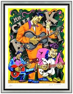 Red Grooms Original Chuck Barry Silkscreen Die-Cut Collage Signed Framed Artwork - Picture 1 of 7