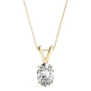 2.25 Ct Oval Cut Moissanite 10k Yellow Gold Solitaire Style Pendant For Her - Foto 1 di 2