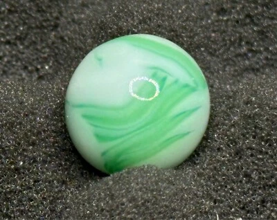 Vintage Alley Agate FLAME Swirl Marble - Light Green & White - .61" Beautiful! - Image 1 of 4