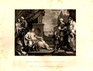 Stampa Antica 1840 W. HOGARTH = MOSE E FIGLIA FARAONE BIBBIA ENGRAVING Incisione - Picture 1 of 1