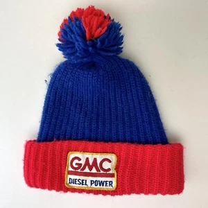 Vtg GMC Diesel Power Beanie Winter Hat Stripe Embroidered Auto Car Patch Cap - Picture 1 of 9