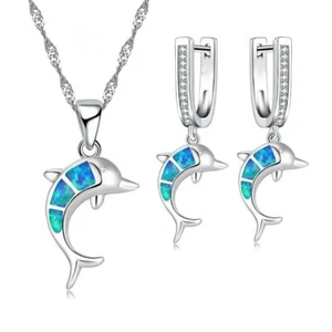 Cute imitation Opal Dolphin Jewelry Sets For Party Accessory Women Necklace And - Picture 1 of 5