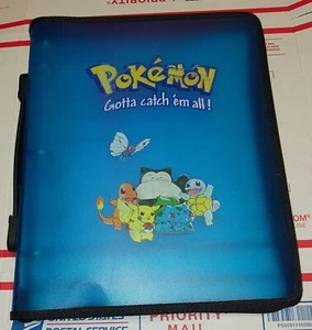 RARE NINTENDO POKEMON CARD 9 POCKET 3 RING ZIPPER BINDER ALBUM BOOK HOLDER BLUE - Picture 1 of 7