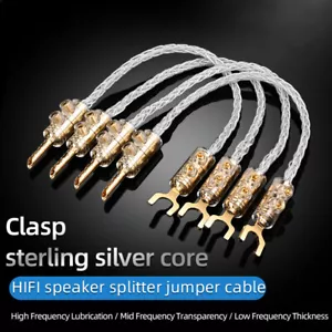 4pcs Sterling Silver 8 Strand Audio Jumper Cable Banana to Y Plug Speaker Cable - Picture 1 of 15