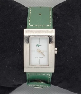 Ladies Lacoste Classic Tank Silver Tone Green Leather Watch LC.43.3.14.2207 L2 - Picture 1 of 10