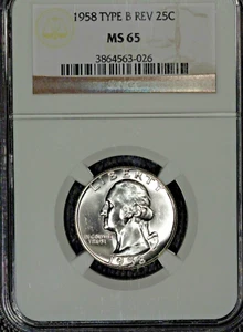 1958 Washington Quarter, Type B Rev., NGC MS65 - Bild 1 von 2