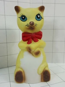 Animal Figure Bell: Yellow cat with blue eyes & red bowtie Collector Bell #373 - Picture 1 of 2