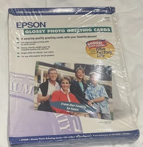 Epson Glossy Photo Greeting Cards 4.7"x7" 20 Cards/Envelopes CD-ROM SEALED NEW - Picture 1 of 5