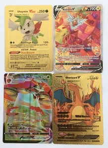 4 x POKÉMON SHINY / GOLD CARDS CHARIZARD SHAYMIN ORBEETLE ROTOM VMAX VSTAR - Picture 1 of 2