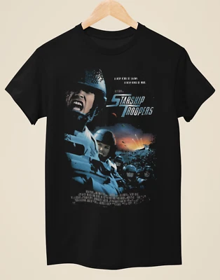 URBAN FOXX Starship Troopers - Movie Poster inspired Unisex Black T-Shirt