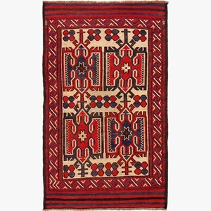 Hand Made Flat Weave Oriental Saghari Kilim Afghan Antique Rugs 2'10x4'8 ft 3962 - Picture 1 of 8