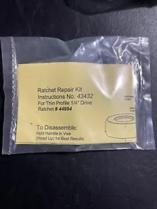 Craftsman Ratchet Repair Kit 43432 ¼” Drive Thin Profile Non-Quick Release 44994 - Picture 1 of 4