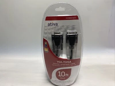 Ativa VGA/SVGA Monitor Extension Cable 10ft HOB 15 Male HOB 15 Female New - Image 1 of 2