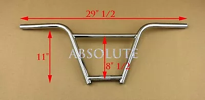 F&R CRO-MO FREESTYLE BMX FREESTYLE BICYCLE 22.2MM CLAMP HIGH RISE CHROME HANDLEBAR.